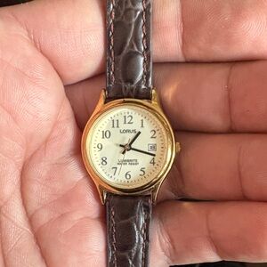 Lorus Gold and Brown Leather Watch